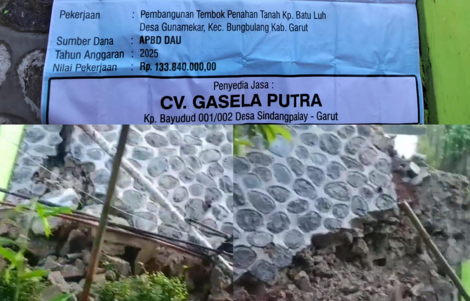 TPT Gunamekar Ambruk, Dinas Perkim Garut Klaim Tak Tahu Soal Subkontrak ke Kades